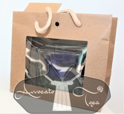 Idea regalo Rosa blu naturale stabilizzata per scrivania in cubo di vetro